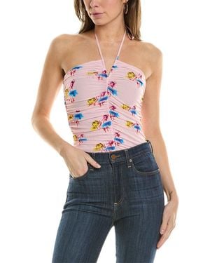 Ganni Printed Mesh Top - Blue