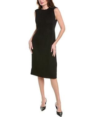 Lafayette 148 New York Silk-Blend Pleated Cap Sleeve Below Knee Dress - Black