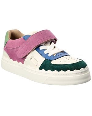 Chloé Lauren Leather & Suede Trainer - Blue