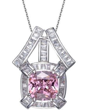 Genevive Jewelry Silver Cz Pendant - Pink