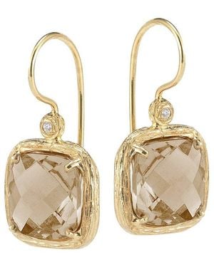 Reiss Colour Collection 14K 3.79 Ct. Tw. Diamond & Smokey Topaz Earrings - Metallic