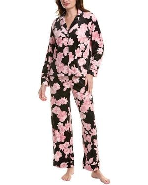 Donna Karan Sleepwear 2pc Velour Pyjama Pant Set - White