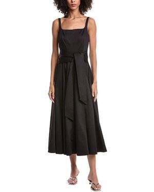 Toccin Cady Tie Front Corset Midi Dress - Black