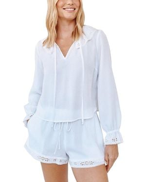 Bella Dahl Tie-Neck Ruffle Top - White