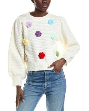Gracia Floral Crochet Jumper - White