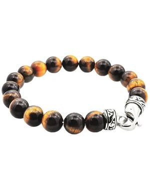 Jane Basch Steel Tiger's Eye Bead Bracelet - Metallic