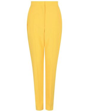 McQueen High-Waist Wool Cigarette Trouser - Yellow