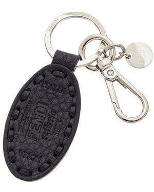Fendi Selleria Leather Key Ring - White
