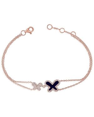Sabrina Designs 14K Rose 0.73 Ct. Tw. Diamond & Lapis Butterfly Bracelet - White