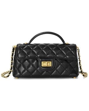 Tiffany & Fred Paris Top-Handle Quilted Sheepskin Leather - Black
