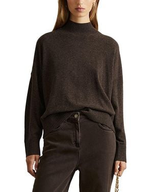 Reiss Alicia Knitted Funnel Neck Wool-Blend Top - Black
