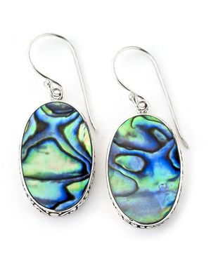 Samuel B. Abalone Balinese Drop Earrings - Blue
