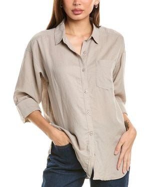 Splendid Dawson Linen-Blend Button-Down Shirt - Grey