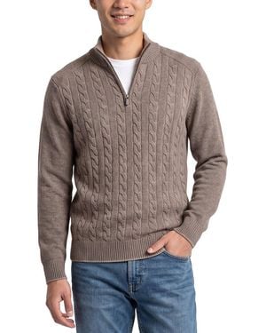 RAFFI Vanise 1/4-Zip Wool & Cashmere-Blend Mock Neck Jumper - Grey