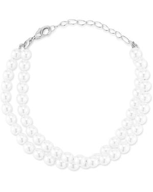Chloe and Madison Plated Double Row Bracelet - White