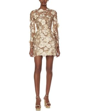Bronx and Banco Bouquet Maraya Long Sleeve Mini Dress - Natural