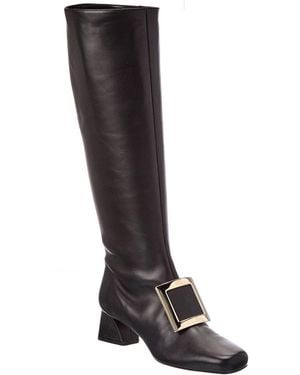 Roger Vivier Leather Knee-High Boot - Black