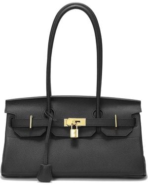 Tiffany & Fred Paris Structured Leather Top-Handle Tote - Black
