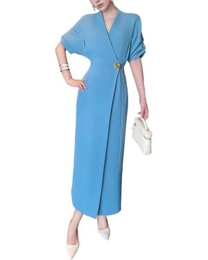 BURRYCO Short Sleeve Maxi Dress - Blue