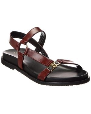 Celine Dnu Pack Maud Triomphe Leather Sandal - Brown