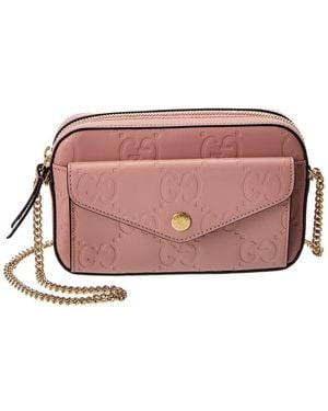 Gucci Gg Super Mini Leather Crossbody - Pink