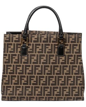 Fendi Tan & Dark Brown Zucca Canvas Square Tote (authentic Pre-loved)