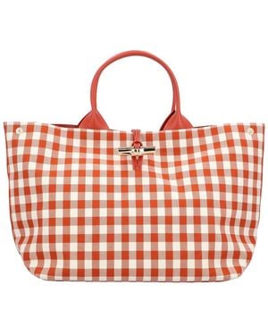 Longchamp Le Roseau Canvas Tote - Red