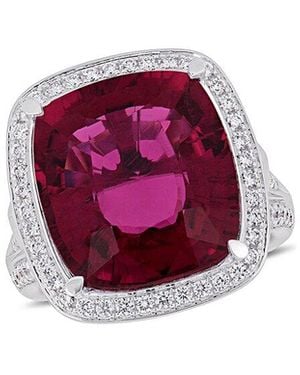 Rina Limor 14k 13.30 Ct. Tw. Diamond & Pink Tourmaline Halo Cocktail Ring - Purple