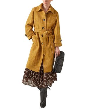 LK Bennett Wool Blythe Check Coat - Yellow