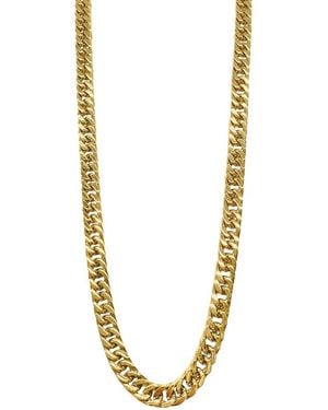 Adornia 14k Plated Water Resistant Extra Thick 9mm Cuban Chain Necklace - Metallic