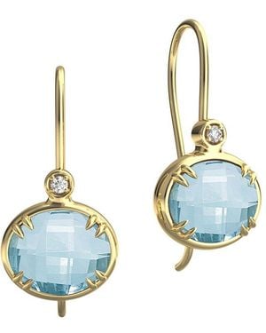 Reiss 14K 6.05 Ct. Tw. Diamond & Topaz Earrings - Blue