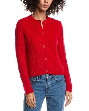 Forte Cable Wool & Cashmere-Blend Cardigan - Red