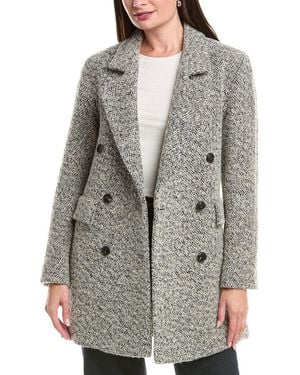 Fleurette Double Breasted Wool Coat - Gray