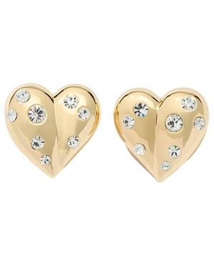 Carolina Herrera Molded Heart Stud Clip-On Earrings - White