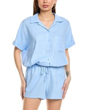 LNA Alpine Linen-blend Button-up Shirt - Blue