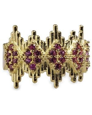 Ebru Jewelry Plated Cz Statement Adjustable Ring - White