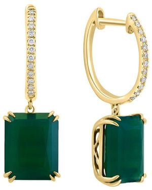 Effy Fine Jewelry 14k 6.19 Ct. Tw. Diamond & Green Onyx Earrings