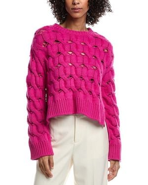 Valentino High-Low Wool & Mohair-Blend Sweater - Pink