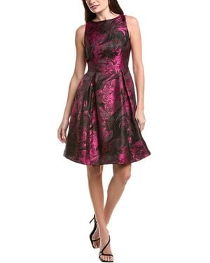 Adrianna Papell Jacquard Envelope Short Dress - Red