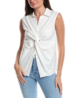 French Connection Aofie Linen-Blend Twist Front Shirt - White