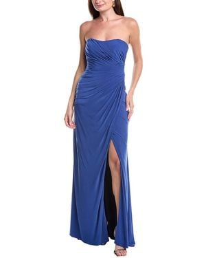 Rene Ruiz Pleated Column Gown - Blue