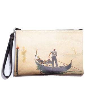 Blue Pacific Gondola Leather Wristlet - Natural