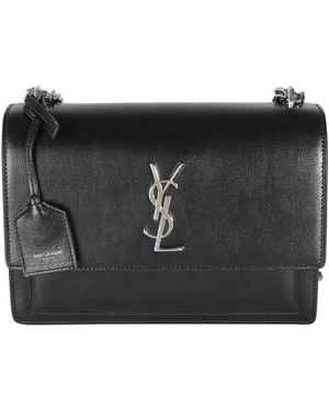 Saint Laurent Black Leather Medium Monogram Sunset (authentic Pre-loved)