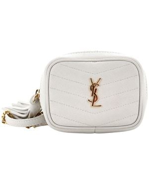 Saint Laurent Cream White Chevron Grain De Poudre Leather Lou Camera (authentic Pre-loved)