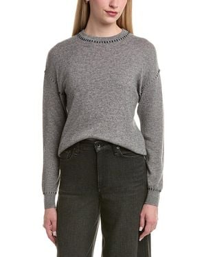 Bruno Magli Whipstitch Wool & Cashmere-Blend Jumper - Grey