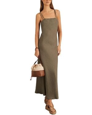 Reiss Roxanne Linen Slip Dress - Natural