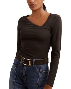 Reiss Felicity Woven Top - Black