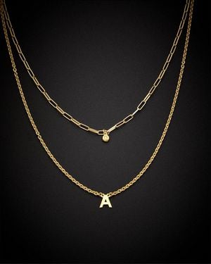 Italian Gold Over Silver 18K Diamond Initial Necklace -Z) - Black