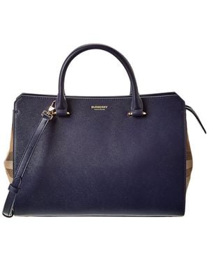 Burberry Banwell House Check Canvas & Leather Satchel - Blue