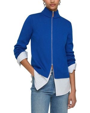 Lafayette 148 New York Fitted Silk-blend Bomber Jacket - Blue